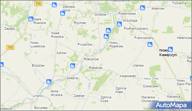 mapa Stary Rzędków, Stary Rzędków na mapie Targeo