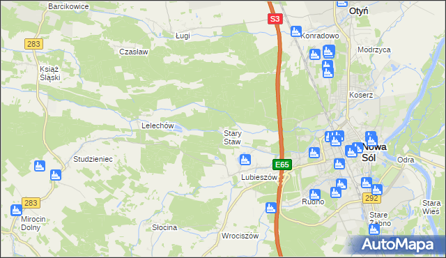 mapa Stary Staw gmina Nowa Sól, Stary Staw gmina Nowa Sól na mapie Targeo