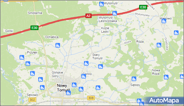 mapa Stary Tomyśl, Stary Tomyśl na mapie Targeo