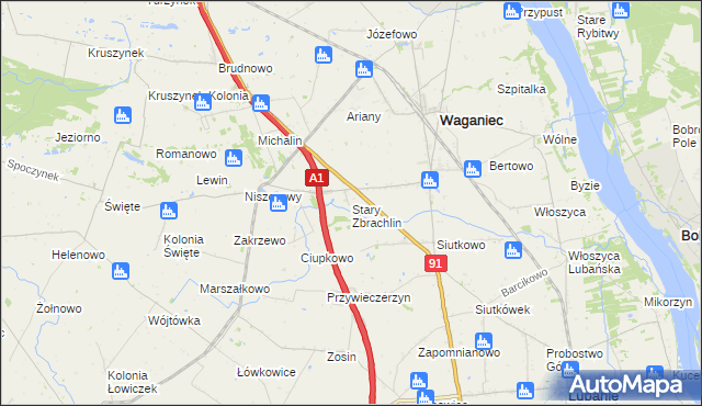 mapa Stary Zbrachlin, Stary Zbrachlin na mapie Targeo