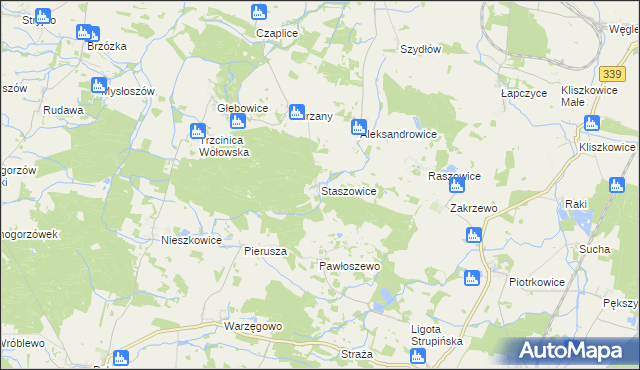 mapa Staszowice, Staszowice na mapie Targeo