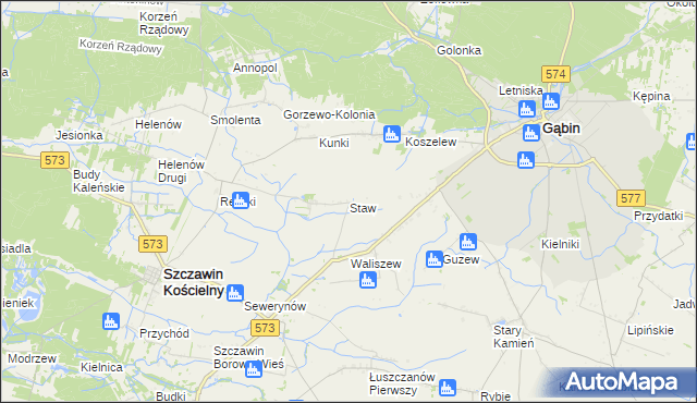 mapa Staw gmina Szczawin Kościelny, Staw gmina Szczawin Kościelny na mapie Targeo