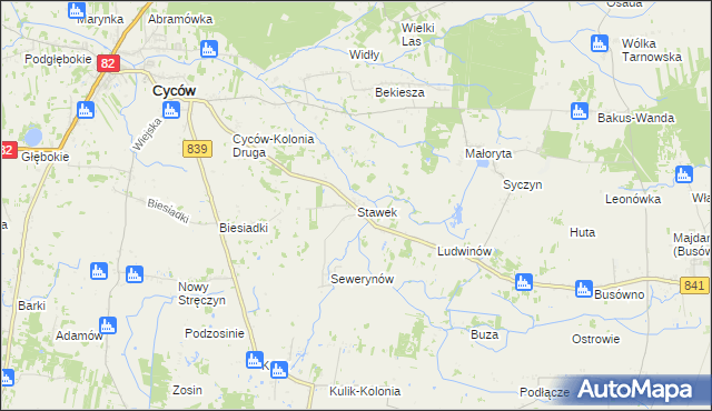 mapa Stawek gmina Cyców, Stawek gmina Cyców na mapie Targeo