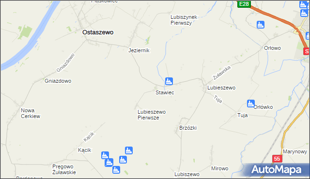 mapa Stawiec gmina Nowy Dwór Gdański, Stawiec gmina Nowy Dwór Gdański na mapie Targeo