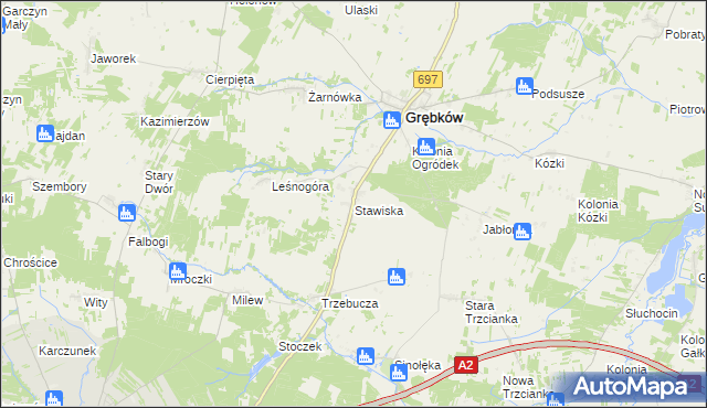 mapa Stawiska gmina Grębków, Stawiska gmina Grębków na mapie Targeo