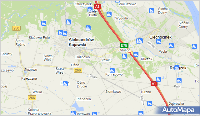 mapa Stawki gmina Aleksandrów Kujawski, Stawki gmina Aleksandrów Kujawski na mapie Targeo