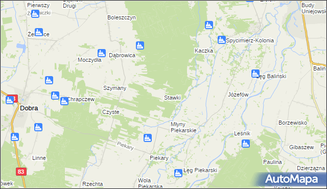 mapa Stawki gmina Dobra, Stawki gmina Dobra na mapie Targeo