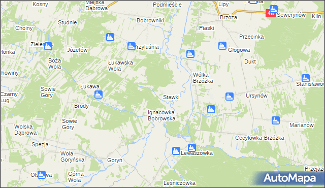 mapa Stawki gmina Głowaczów, Stawki gmina Głowaczów na mapie Targeo