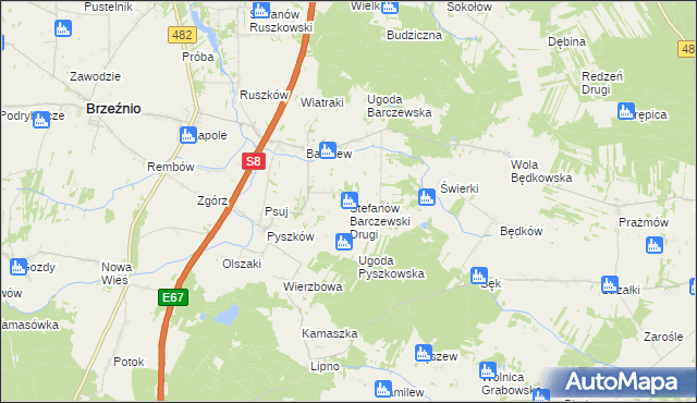 mapa Stefanów Barczewski Drugi, Stefanów Barczewski Drugi na mapie Targeo