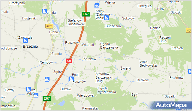 mapa Stefanów Barczewski Pierwszy, Stefanów Barczewski Pierwszy na mapie Targeo