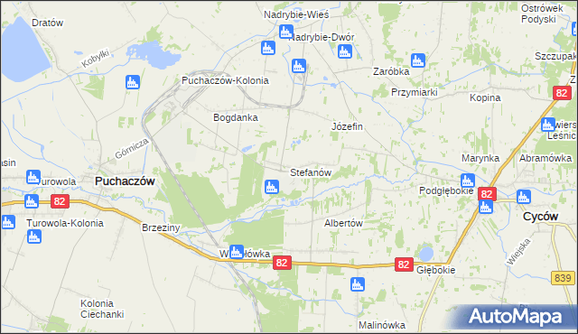 mapa Stefanów gmina Cyców, Stefanów gmina Cyców na mapie Targeo