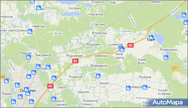 mapa Stefanów gmina Gostynin, Stefanów gmina Gostynin na mapie Targeo