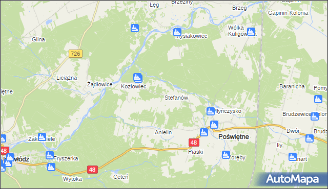 mapa Stefanów gmina Poświętne, Stefanów gmina Poświętne na mapie Targeo