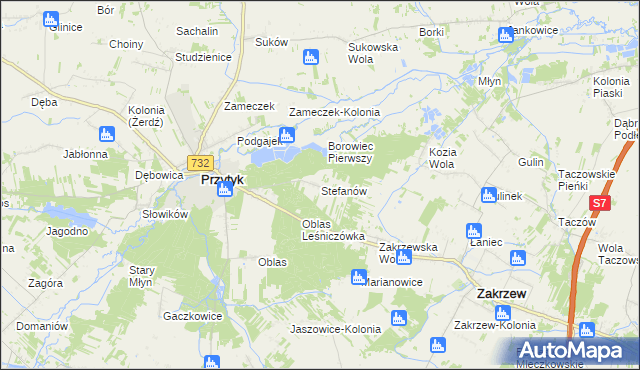 mapa Stefanów gmina Przytyk, Stefanów gmina Przytyk na mapie Targeo