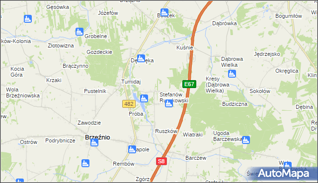 mapa Stefanów Ruszkowski, Stefanów Ruszkowski na mapie Targeo