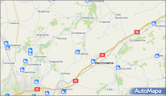 mapa Stefanowice gmina Marcinowice, Stefanowice gmina Marcinowice na mapie Targeo