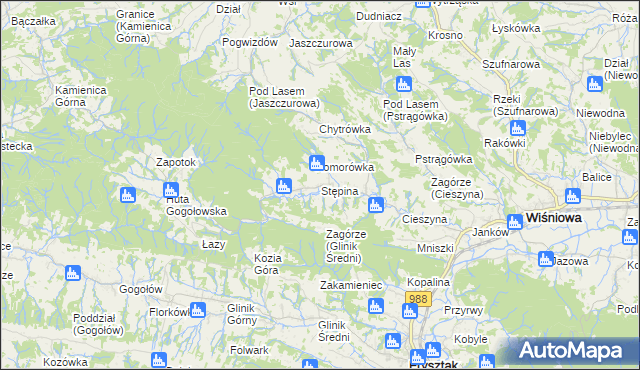 mapa Stępina, Stępina na mapie Targeo