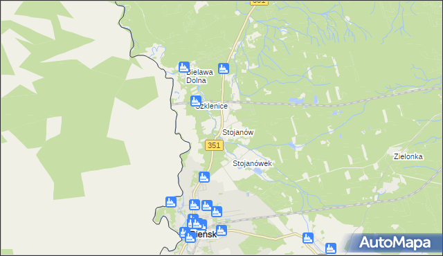 mapa Stojanów gmina Pieńsk, Stojanów gmina Pieńsk na mapie Targeo