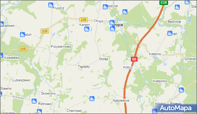 mapa Stołąż, Stołąż na mapie Targeo