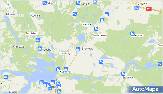 mapa Storkowo gmina Ińsko, Storkowo gmina Ińsko na mapie Targeo