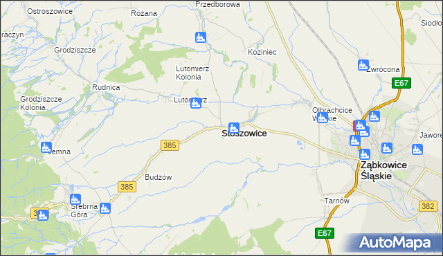 mapa Stoszowice, Stoszowice na mapie Targeo