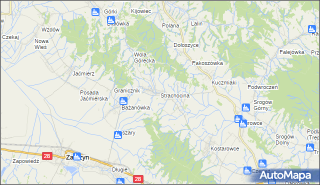 mapa Strachocina, Strachocina na mapie Targeo