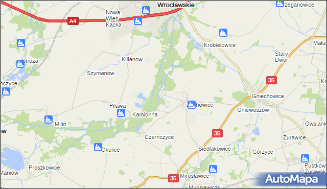 mapa Stradów gmina Kąty Wrocławskie, Stradów gmina Kąty Wrocławskie na mapie Targeo