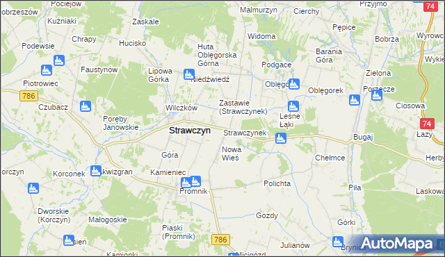 mapa Strawczynek, Strawczynek na mapie Targeo