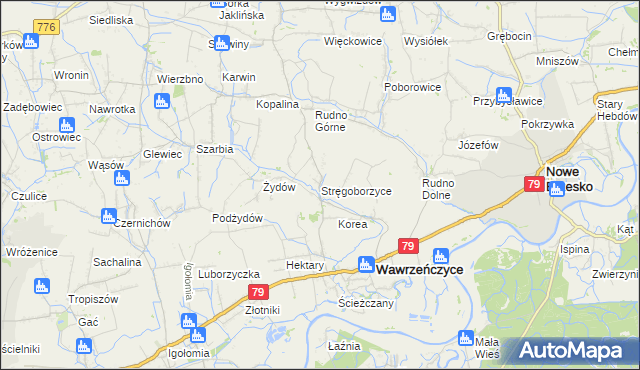 mapa Stręgoborzyce, Stręgoborzyce na mapie Targeo