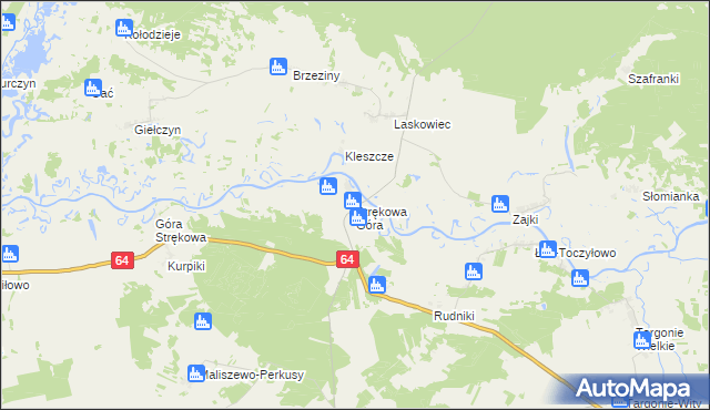 mapa Strękowa Góra, Strękowa Góra na mapie Targeo