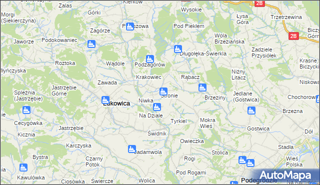 mapa Stronie gmina Łukowica, Stronie gmina Łukowica na mapie Targeo