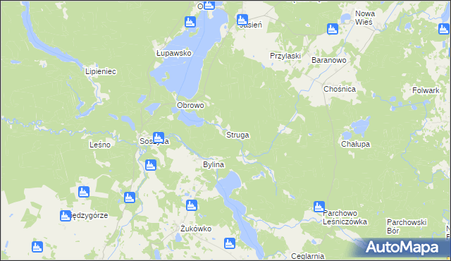 mapa Struga gmina Parchowo, Struga gmina Parchowo na mapie Targeo