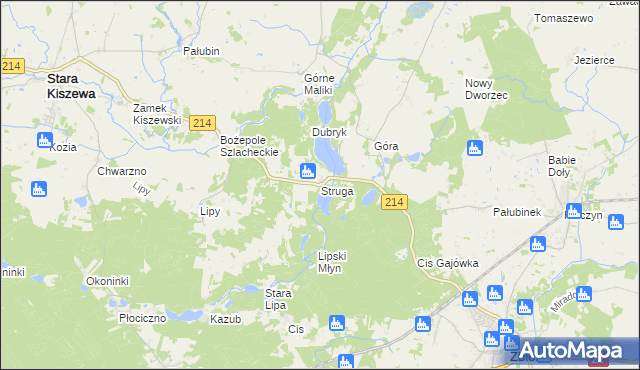 mapa Struga gmina Stara Kiszewa, Struga gmina Stara Kiszewa na mapie Targeo