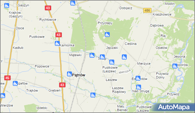 mapa Strugi gmina Wierzchlas, Strugi gmina Wierzchlas na mapie Targeo