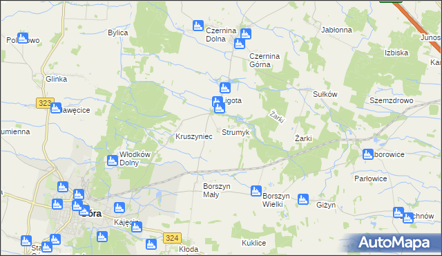 mapa Strumyk gmina Góra, Strumyk gmina Góra na mapie Targeo