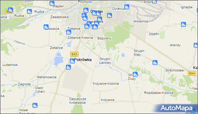mapa Strupin Łanowy, Strupin Łanowy na mapie Targeo