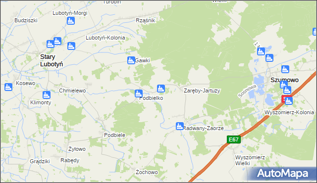 mapa Stryjki gmina Szumowo, Stryjki gmina Szumowo na mapie Targeo