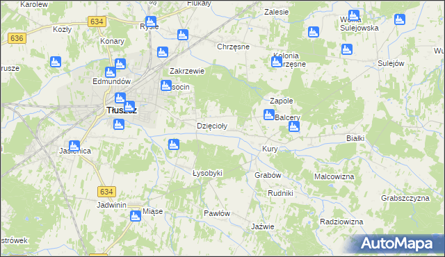 mapa Stryjki gmina Tłuszcz, Stryjki gmina Tłuszcz na mapie Targeo