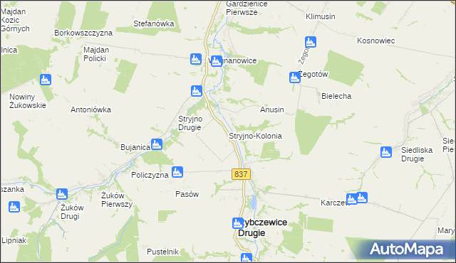 mapa Stryjno-Kolonia, Stryjno-Kolonia na mapie Targeo