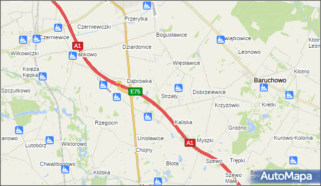 mapa Strzały, Strzały na mapie Targeo