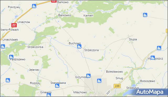 mapa Strzeczona, Strzeczona na mapie Targeo