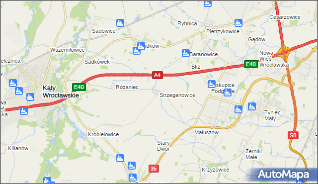 mapa Strzeganowice, Strzeganowice na mapie Targeo