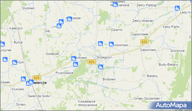 mapa Strzegocin gmina Świercze, Strzegocin gmina Świercze na mapie Targeo