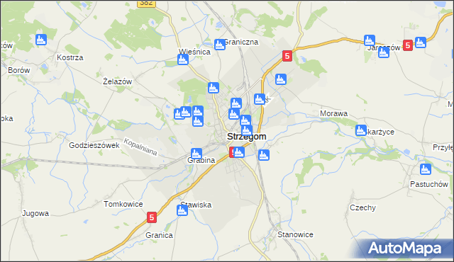 mapa Strzegom powiat świdnicki, Strzegom powiat świdnicki na mapie Targeo