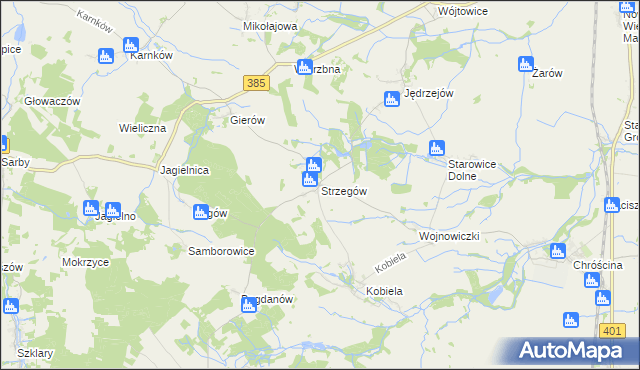 mapa Strzegów gmina Grodków, Strzegów gmina Grodków na mapie Targeo