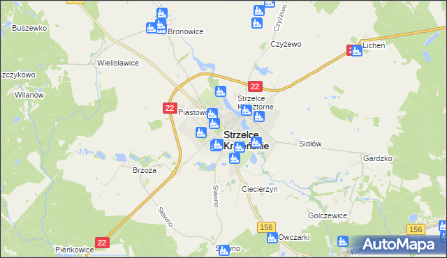mapa Strzelce Krajeńskie, Strzelce Krajeńskie na mapie Targeo