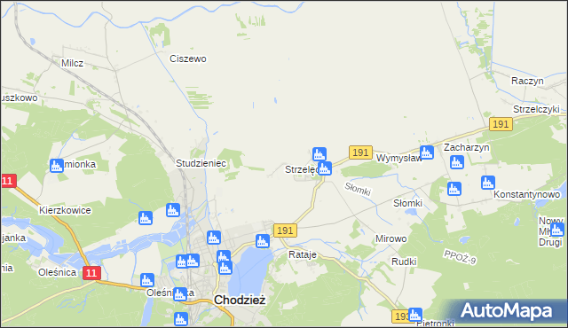 mapa Strzelęcin, Strzelęcin na mapie Targeo