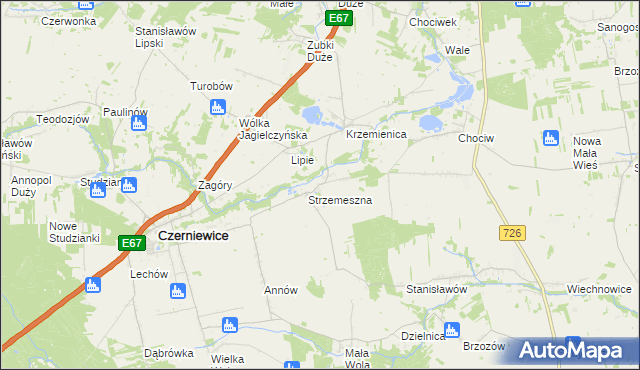 mapa Strzemeszna Pierwsza, Strzemeszna Pierwsza na mapie Targeo