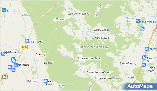 mapa Strzemieczne-Hieronimy, Strzemieczne-Hieronimy na mapie Targeo