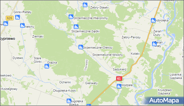 mapa Strzemieczne-Wiosny, Strzemieczne-Wiosny na mapie Targeo